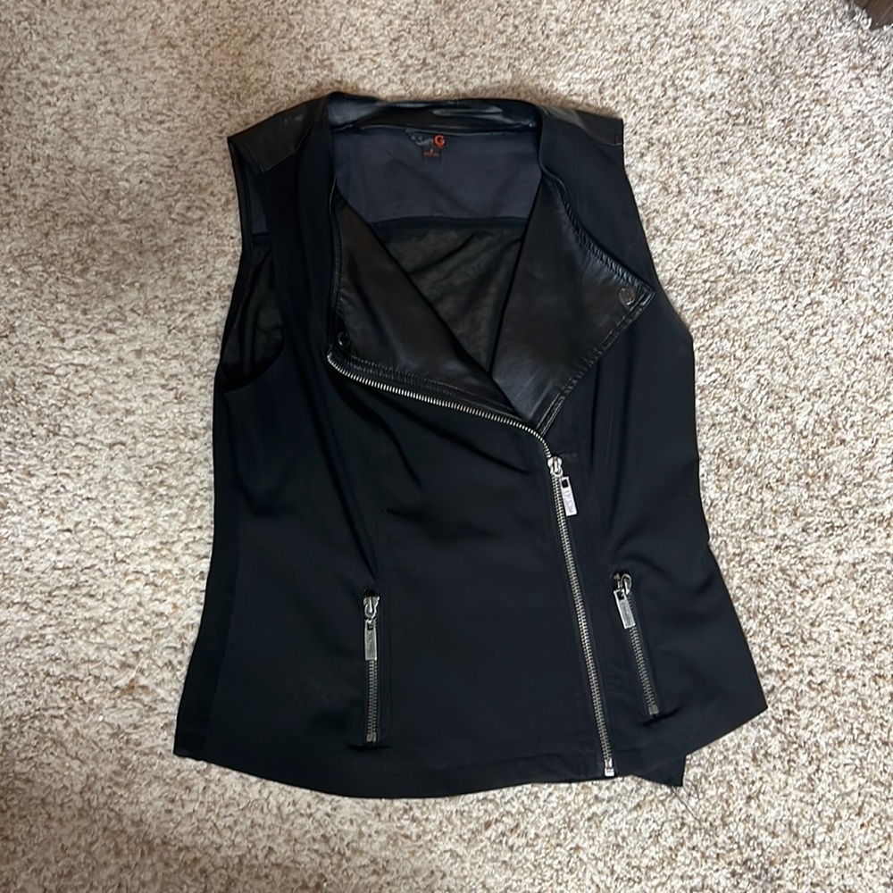 G by GUESS size small black pleather shirt / vest